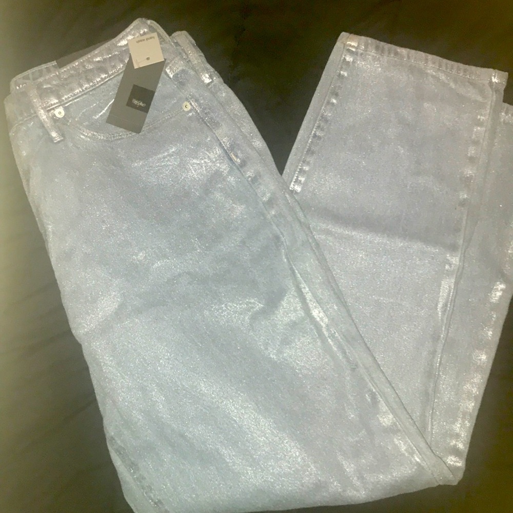 - High rise mom metallic  jeans